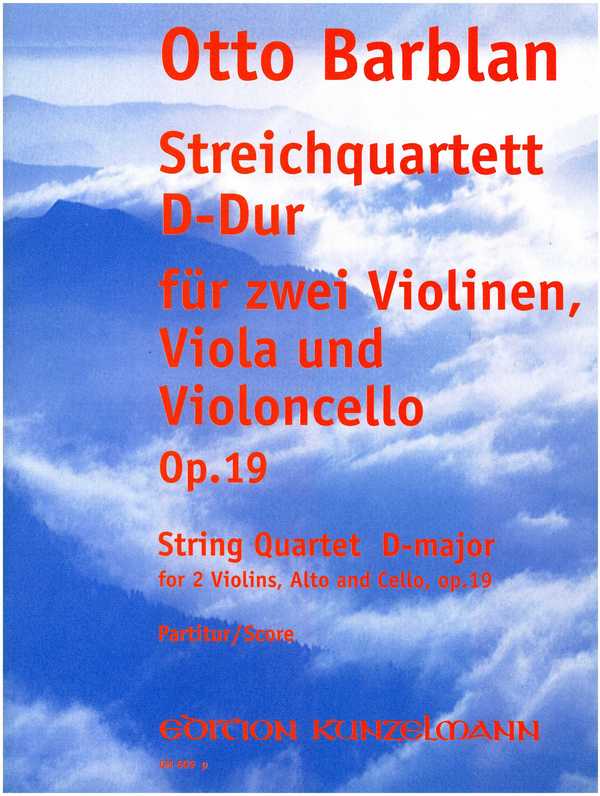 Streichquartett D-Dur op.19  für 2 Violinen, Viola und Violoncello  Partitur