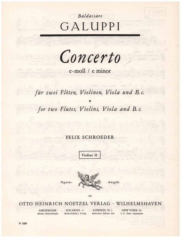 Concerto e-Moll für 2 Flöten  und Streichorchester,  Violine 2