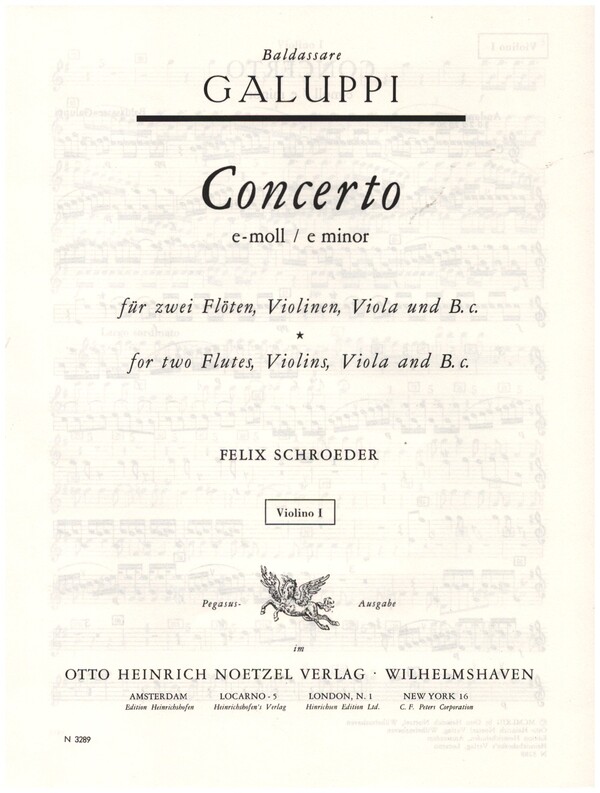 Concerto e-moll  für 2 Flöten, Violinen, Viola und B.c.  Violine 1