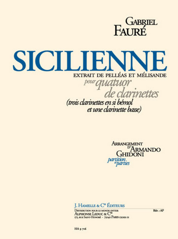 Sicilienne op.78 pour&nbsp;&nbsp;4 clarinettes (TTTB),&nbsp;&nbsp;partition et parties