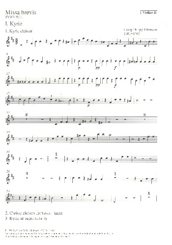 Missa brevis TWV9:14&nbsp;&nbsp;für Alt (Bass), 2 Violinen und Bc&nbsp;&nbsp;Violine 2