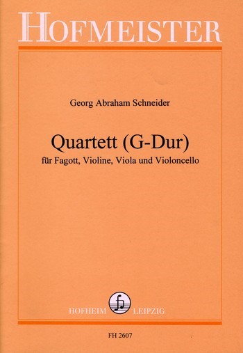 Quartett G-Dur für Fagott, Violine,  Viola und Violoncello  Partitur und Stimmen