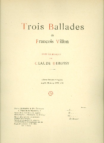 Ballade de villon a s'amye  pour chant et piano (en/fr)  