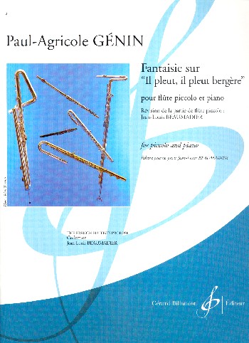 Fantasie sur Il pleut il pleut bergère  pour flûte piccolo et piano  