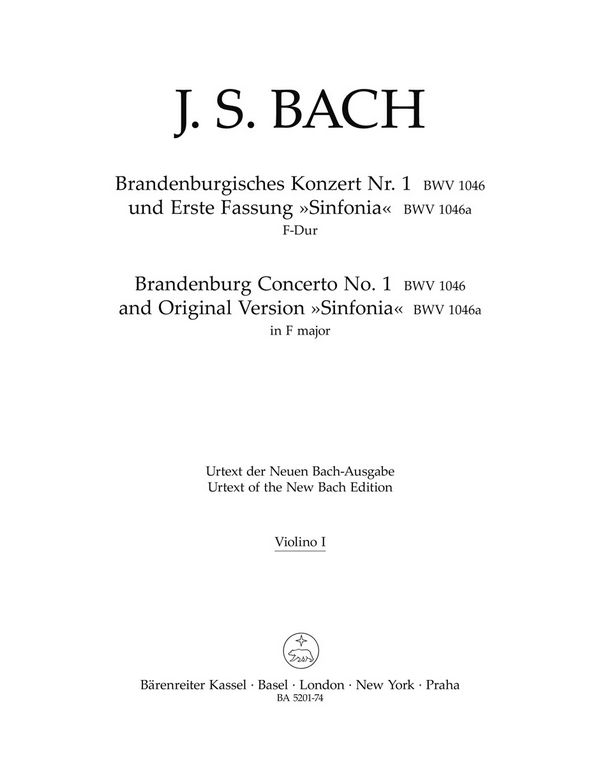 Brandenburgisches Konzert Nr.1&nbsp;&nbsp;BWV1046 für Orchester&nbsp;&nbsp;Violine 1