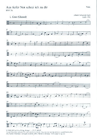 Aus tiefer Not schrei ich zu dir&nbsp;&nbsp;Kantate Nr.38 BWV38&nbsp;&nbsp;Viola