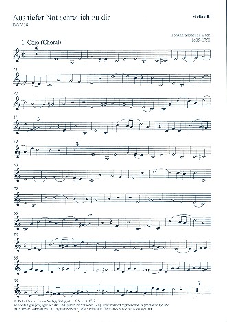 Aus tiefer Not schrei ich zu dir&nbsp;&nbsp;Kantate Nr.38 BWV38&nbsp;&nbsp;Violine 2
