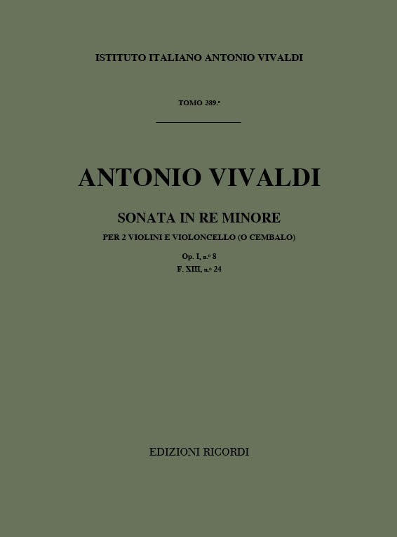 Sonate D-Dur FXIII/24, op.1/8&nbsp;&nbsp;für 2 Violinen und Violoncello (Cembalo)&nbsp;&nbsp;Partitur