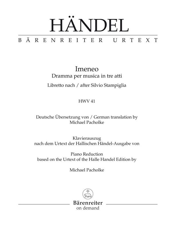 Imeneo HWV41&nbsp;&nbsp;&nbsp;&nbsp;Klavierauszug (it/dt)