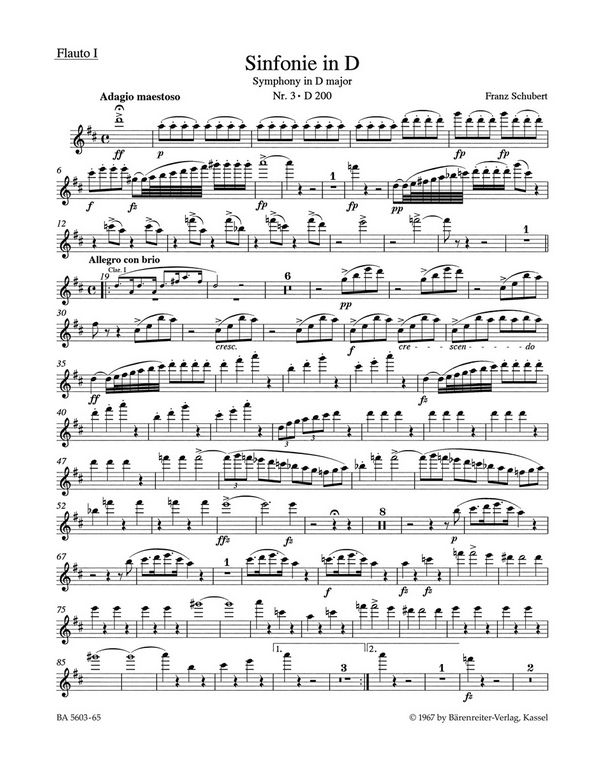 Sinfonie D-Dur Nr.3 D200&nbsp;&nbsp;für Orchester&nbsp;&nbsp;Harmoniestimmen
