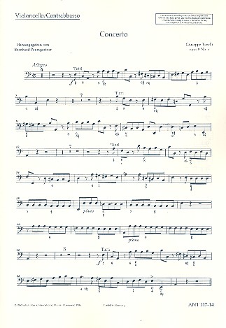 Konzert op.8,2&nbsp;&nbsp;für 2 Solo-Violinen, Streichorchester und Cembalo&nbsp;&nbsp;Violoncello/Kontrabass