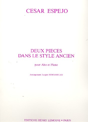 2 pièces dans le style ancien&nbsp;&nbsp;pour alto et piano&nbsp;&nbsp;