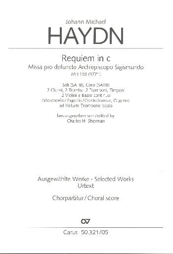 Requiem c-Moll für Soli,  Chor und Orchester  Chorpartitur