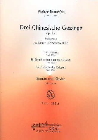 3 chinesische Gesänge op.19  für tiefe Singstimme und Klavier  