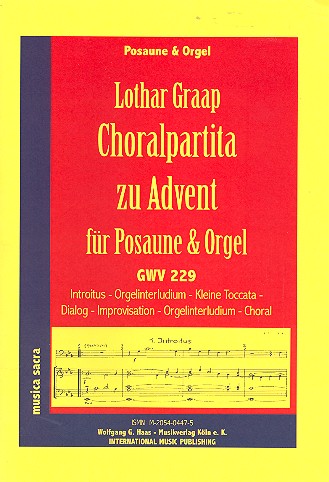 Choralpartitur zu Advent GWV229&nbsp;&nbsp;für Posaune und Orgel&nbsp;&nbsp;