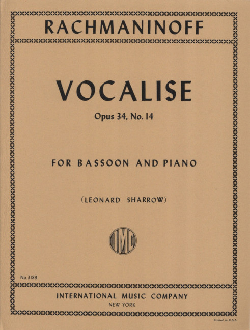 Vocalise op.34,14  bassoon and piano  