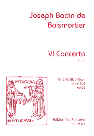 6 Concerti op.38 Band 1 (Nr.1-3)  für 2 Blockflöten (AA/BB)  Spielpartitiur