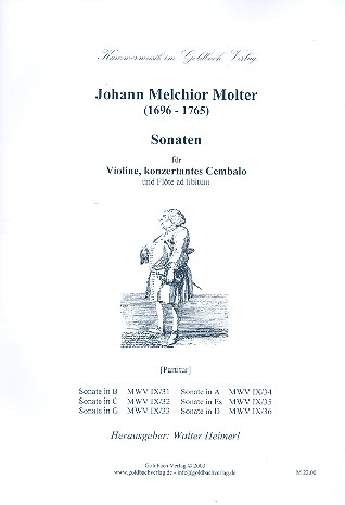 6 Sonaten  für Violine, konzertantes Cembalo und Flöte ad lib.  Partitur (= Cembalo)