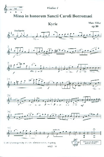 Messe G-Dur op.80&nbsp;&nbsp;für gem Chor und Orgel&nbsp;&nbsp;Violine 1