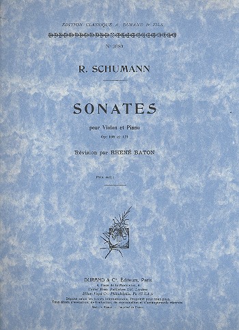 Sonates op.105 et op.121&nbsp;&nbsp;pour violon et piano&nbsp;&nbsp;