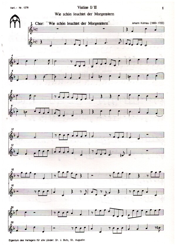 Wie schön leuchtet der Morgenstern  für Sopran, Chor und Orchester  Stimmenset