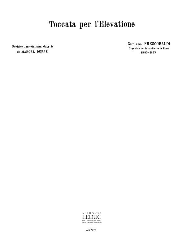 Toccata per l'elevazione  pour orgue  