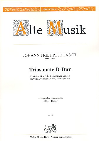 Sonate D-Dur  für Violine, Viola (Violine 2) und Cembalo  Partitur und Stimmen (Bc ausgesetzt)