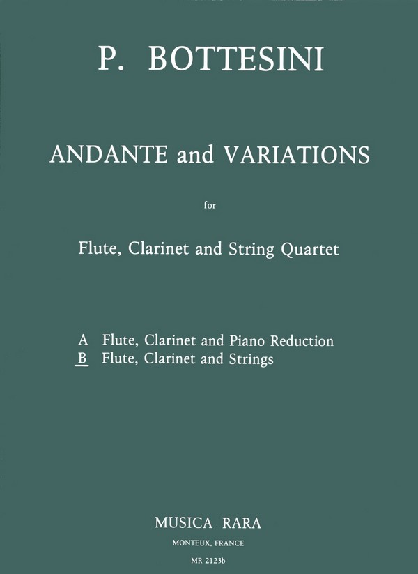 Andante and Variations  for flute, clarinet and string quartet  score and parts
