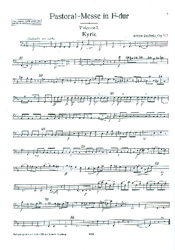 Pastoralmesse F-Dur op.147  für Chor, Orchester und Orgel  Violoncello