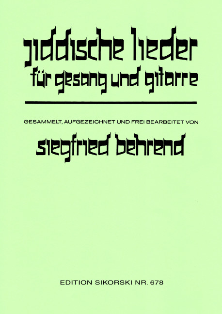 Jiddische Lieder für  Gesang und Gitarre  