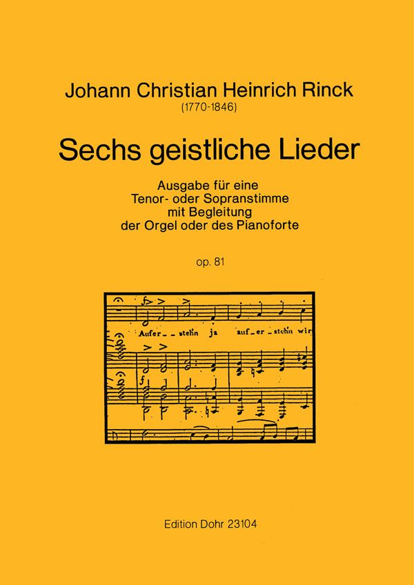 6 geistliche Lieder op.81  für Tenor (Sopran) und Klavier  (Orgel)
