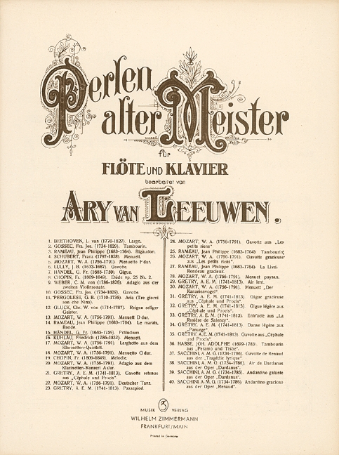 PRAELUDIUM FUER FLOETE&nbsp;&nbsp;UND KLAVIER&nbsp;&nbsp;LEEUWEN, ARY VAN, BEARB.