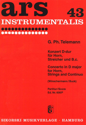 Konzert D-Dur für Horn, Streicher&nbsp;&nbsp;und Bc&nbsp;&nbsp;Partitur
