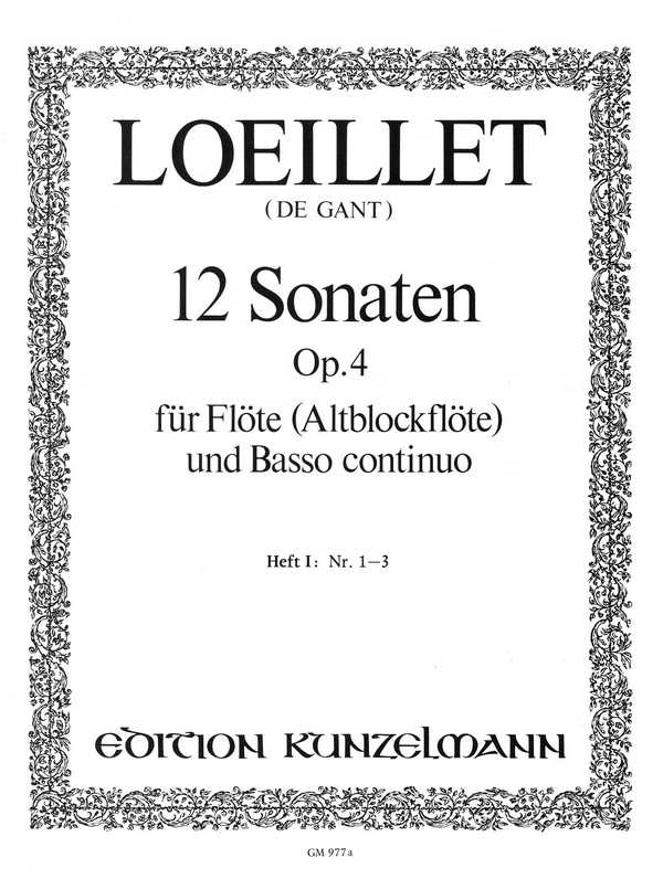 12 Sonaten op.4 Band 1 (Nr.1-3)  für Flöte (Altblockflöte) und Bc  
