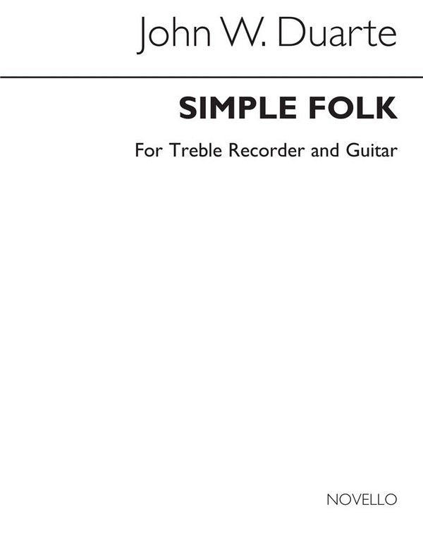 Simple folk&nbsp;&nbsp;for treble recorder and guitar&nbsp;&nbsp;Verlagskopie