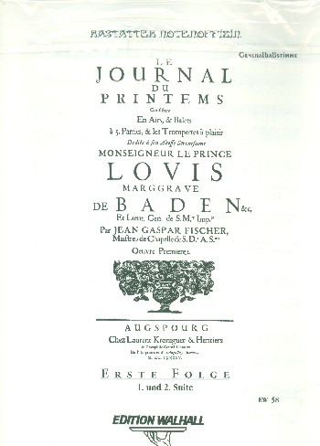 Journal du printems 1&nbsp;&nbsp;für 2 Trompeten, Streicher und Bc&nbsp;&nbsp;Orchesterstimmenset (Streicher 3-3-3-3-2-1)
