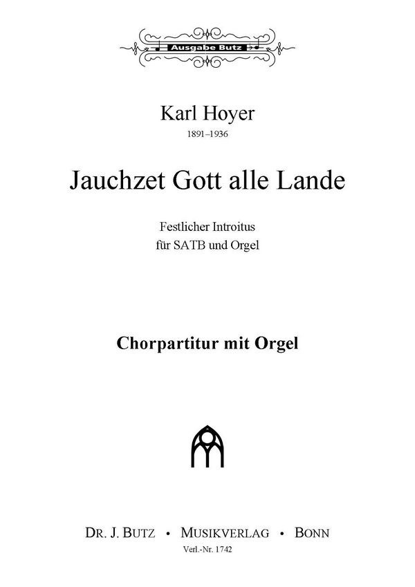 Jauchzet Gott alle Lande  für gem Chor und Orgel  Partitur