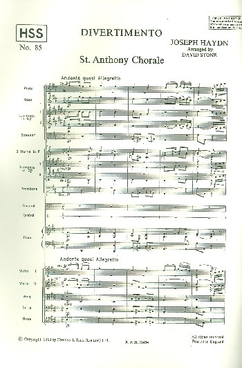 Divertimento  for school orchestra  orchestral score and parts