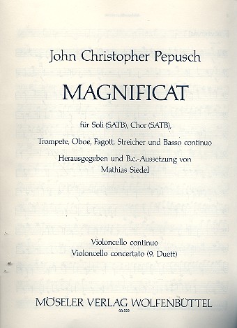 Magnificat  für SATB Soli, SATB Chor, Bläser, Streicher und b.c.  bc/violoncello concertato (9. duett)
