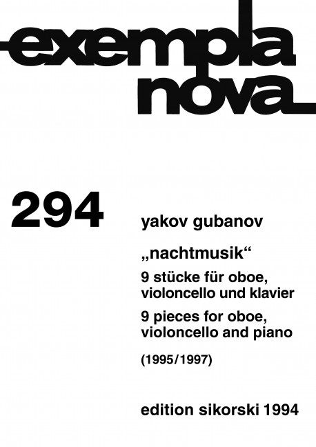 Nachtmusik&nbsp;&nbsp;für Oboe, Violoncello und Klavier&nbsp;&nbsp;Partitur und Stimmen