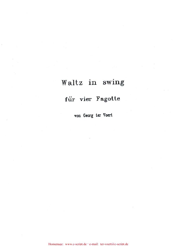Waltz in Swing  für 4 Fagotte  Partitur und Stimmen