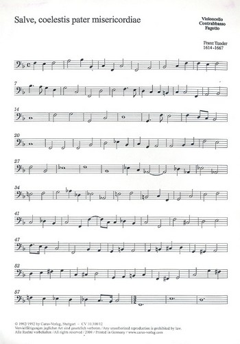 Salve coelestis pater misericordiä&nbsp;&nbsp;für Bass, Violine und Bc&nbsp;&nbsp;Violoncello
