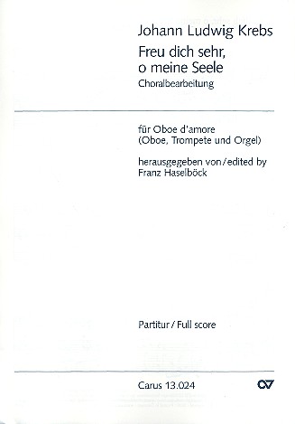 Freu dich sehr, o meine Seele   für Oboe d'amore (Oboe, Trompete) und Orgel  Partitur