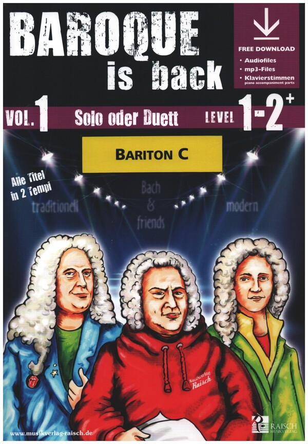 Baroque is back vol.1 (+ Online Audio)  für 1-2 Baritone in C, Bassschlüssel  (Klavier ad lib zum Ausdrucken als PDF)