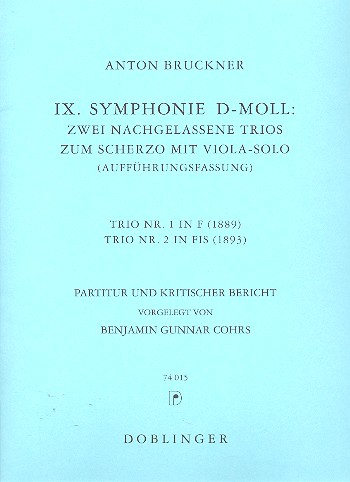 Sinfonie d-Moll Nr.9&nbsp;&nbsp;2 nachgelassene Trios zum&nbsp;&nbsp;Scherzo mit Viola Solo