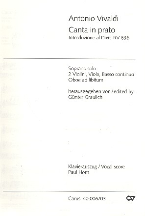 Canta in prato für Sopran,  2 Violinen, Viola und Bc  Klavierauszug