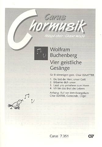 4 geistliche Gesänge&nbsp;&nbsp;für gem Chor und Bc&nbsp;&nbsp;