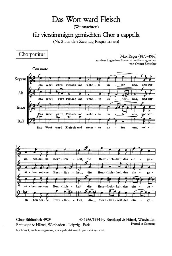 Das Wort ward Fleisch&nbsp;&nbsp;für gem Chor a cappella&nbsp;&nbsp;Chorpartitur