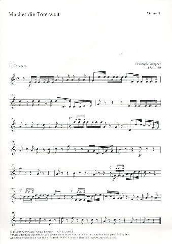 Machet die Tore weit  für Soli, Chor und Orchester  Violine 2