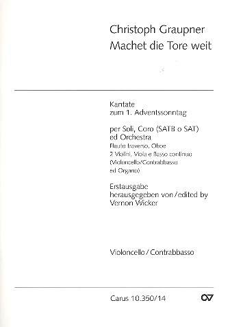 Machet die Tore weit  für Soli, Chor und Orchester  Cello / Bass